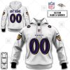 NFL Baltimore Ravens Custom Name Number White Road Jersey Pullover Hoodie