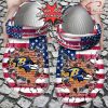 NFL Baltimore Ravens Custom Name USA Flag Breaking Wall Crocs