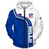 NFL Buffalo Bills Blue White Fashion Zip Up Hoodie