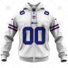 NFL Buffalo Bills Custom Name Number White Road Jersey Zip Up Hoodie