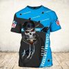 NFL Carolina Panthers Black Blue Skull T-Shirt