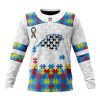 NFL Carolina Panthers Custom Name Number Autism Awareness Sweatshirt