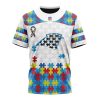 NFL Carolina Panthers Custom Name Number Autism Awareness T-Shirt