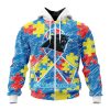 NFL Carolina Panthers Custom Name Number Puzzle Autism Awareness Zip Up Hoodie