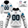 NFL Carolina Panthers Custom Name Number White Road Jersey Pullover Hoodie