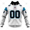 NFL Carolina Panthers Custom Name Number White Road Jersey Zip Up Hoodie