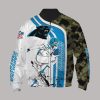 NFL Carolina Panthers White Blue Camo Bomber Jacket