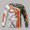 NFL Chicago Bears Camo White Red Zip Up Hoodie