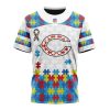 NFL Chicago Bears Custom Name Number Autism Awareness T-Shirt