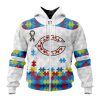 NFL Chicago Bears Custom Name Number Autism Awareness Zip Up Hoodie