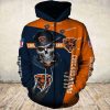 NFL Chicago Bears Cute Death Orange Dark Blue Zip Up Hoodie