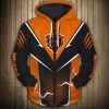 NFL Chicago Bears Lightning Graphic Orange Black Zip Up Hoodie