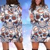 NFL Chicago Bears Skull Flower Women Hoodie Dress