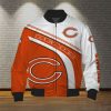 NFL Chicago Bears White Nice Curve In Orange Bomber Jacket