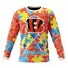 NFL Cincinnati Bengals Custom Name Number Puzzle Autism Awareness Sweatshirt