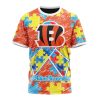 NFL Cincinnati Bengals Custom Name Number Puzzle Autism Awareness T-Shirt