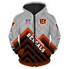 NFL Cincinnati Bengals Grey Orange Zip Up Hoodie