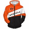 NFL Cincinnati Bengals Orange Black Zip Up Hoodie V4
