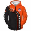 NFL Cincinnati Bengals Orange Black Zip Up Hoodie V5