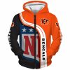 NFL Cincinnati Bengals Orange Black Zip Up Hoodie V7