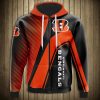 NFL Cincinnati Bengals Orange Black Zip Up Hoodie V8