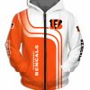 NFL Cincinnati Bengals Orange White Zip Up Hoodie V2