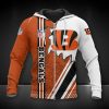 NFL Cincinnati Bengals Orange White Zip Up Hoodie V4