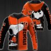 NFL Cincinnati Bengals Snoopy Orange Zip Up Hoodie
