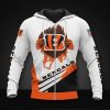 NFL Cincinnati Bengals White Orange Zip Up Hoodie