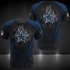 NFL Dallas Cowboys Black Blue Darken Logo Burning T-Shirt