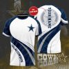 NFL Dallas Cowboys Custom Name White Blue Curve T-Shirt