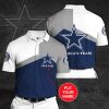 NFL Dallas Cowboys Custom Name White Grey Logo In Heart Polo Shirt