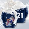 NFL Dallas Cowboys Ezekiel Elliott Blue White Pullover Hoodie V2