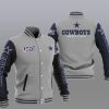 NFL Dallas Cowboys Grey Dark Blue America Team Baseball Jacket