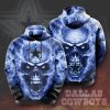 NFL Dallas Cowboys Skull Light Blue Burning Smoke Pullover Hoodie