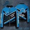 NFL Detroit Lions Black Blue Bomber Jacket V6