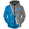 NFL Detroit Lions Blue Silver Zigzag Zip Up Hoodie