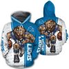 NFL Detroit Lions Blue White Mascot Pullover Hoodie