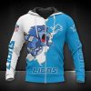 NFL Detroit Lions Blue White Zip Up Hoodie V2