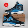 NFL Detroit Lions Custom Name Black Blue Air Jordan 13 Shoes