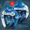 NFL Detroit Lions Custom Name Blue Skull Pullover Hoodie
