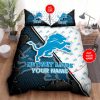 NFL Detroit Lions Custom Name Blue White Bedding Set