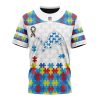 NFL Detroit Lions Custom Name Number Autism Awareness T-Shirt