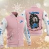 NFL Detroit Lions Pink Skull Baseball Jacket