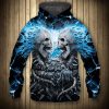 NFL Detroit Lions Skull Black Blue Pullover Hoodie