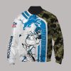 NFL Detroit Lions White Blue Camo Bomber Jacket