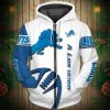 NFL Detroit Lions White Blue Zip Up Hoodie V2