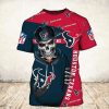NFL Houston Texans Blue Red Skull T-Shirt V9