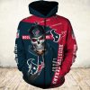 NFL Houston Texans Blue Red Skull Zip Up Hoodie