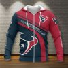 NFL Houston Texans Blue Red Zip Up Hoodie